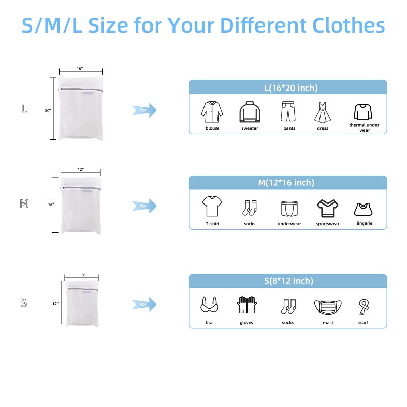 GOGOODA Mesh Laundry Bags for Delicates Durable Protective Wash Bags Travel Storage Bags for Intimates Lingerie, 3PCS (S,M,L) - Image 3