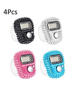 4 Pcs Finger Counters - 5 Digital LED Electronic Finger Counter,Mechanical Manual Clicker Number Lap Tracker Tally Counter with Bling Design Mini Ring Stick Counter Multicolour