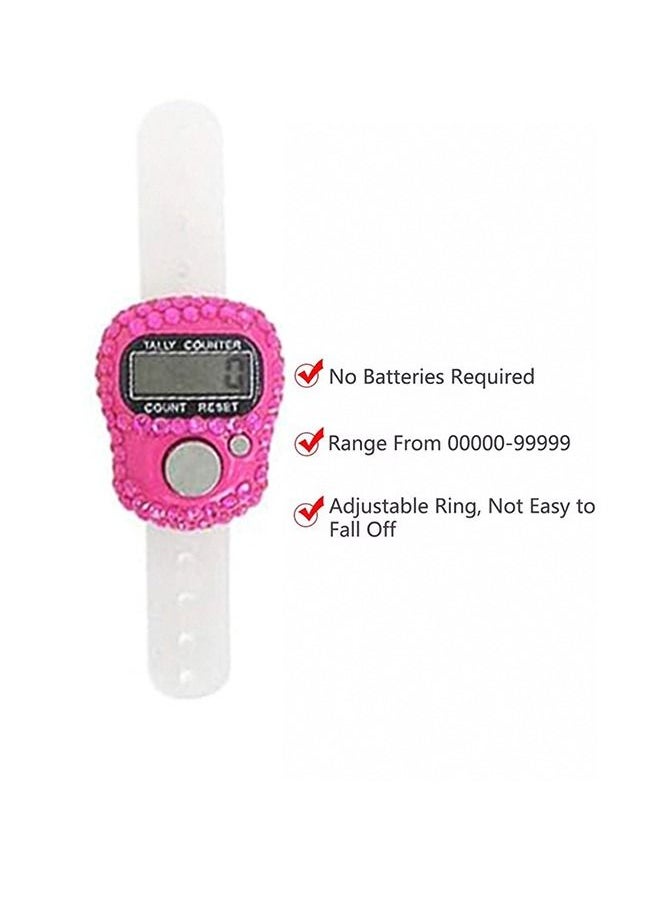 Generic - 4 Pcs Finger Counters - 5 Digital LED Electronic Finger Counter,Mechanical Manual Clicker Number Lap Tracker Tally Counter with Bling Design Mini Ring Stick Counter Multicolour - Image 1