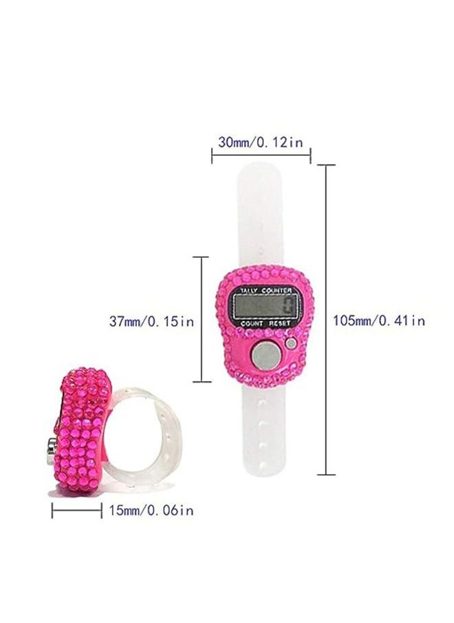 Generic - 4 Pcs Finger Counters - 5 Digital LED Electronic Finger Counter,Mechanical Manual Clicker Number Lap Tracker Tally Counter with Bling Design Mini Ring Stick Counter Multicolour - Image 1