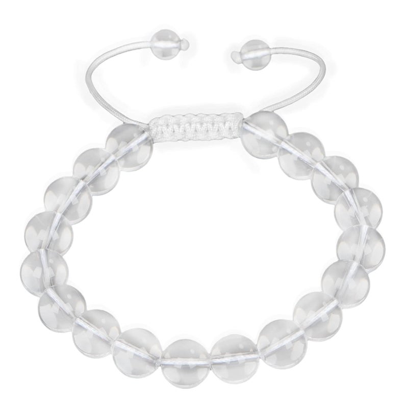 AD Beads Natural 10mm Gemstone Bracelets Healing Power Crystal Macrame Adjustable 79 Inch Clear Crystal - Image 3
