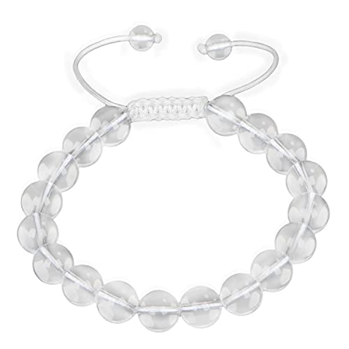 AD Beads Natural 10mm Gemstone Bracelets Healing Power Crystal Macrame Adjustable 79 Inch Clear Crystal - Image 1