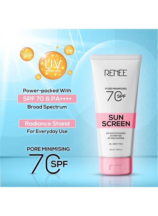 رينيه واقي الشمس رينيه لتصغير المسام بعامل حماية 70 مع 2% نياسيناميد، 2% ببتيد، و3% فيتامينات متعددة، 50 مل - Image 2
