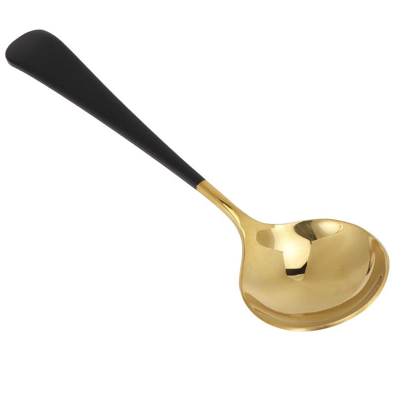 Black Handle Stainless Steel Soup Spoons 5Pcs Durable Tablespoon Cutlery Dishwasher Safe - Image 3