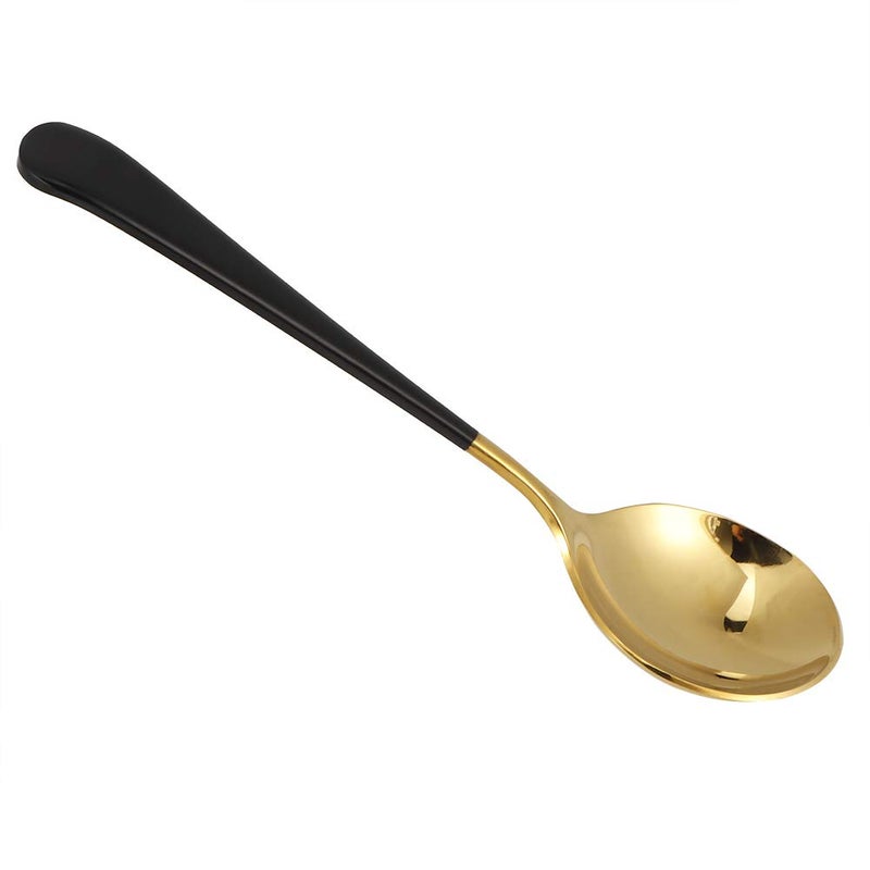Black Handle Stainless Steel Soup Spoons 5Pcs Durable Tablespoon Cutlery Dishwasher Safe - Image 4