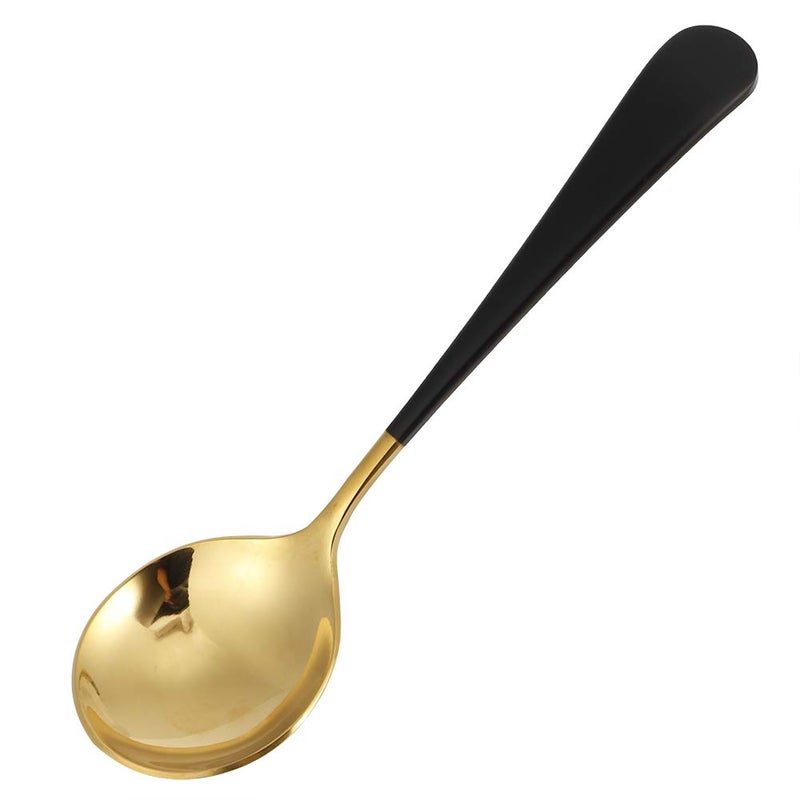 Black Handle Stainless Steel Soup Spoons 5Pcs Durable Tablespoon Cutlery Dishwasher Safe - Image 2