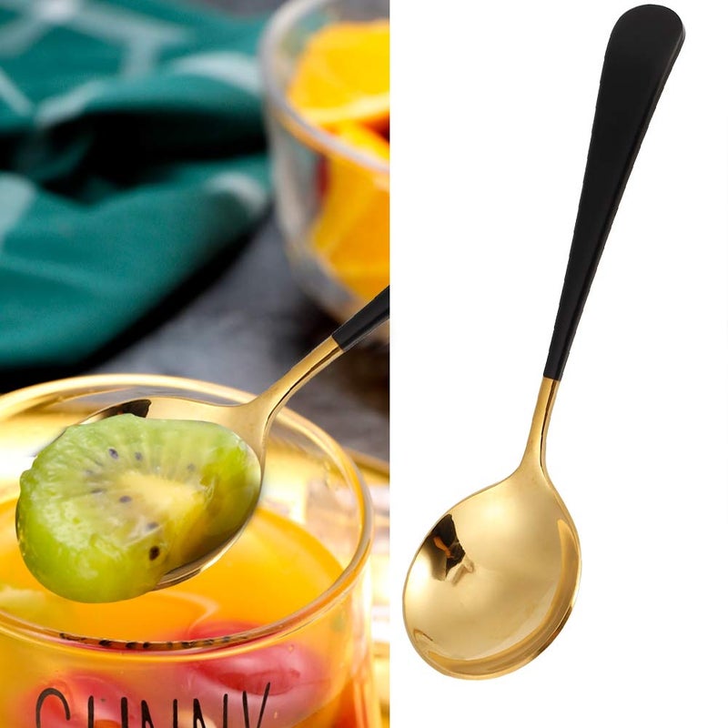 Black Handle Stainless Steel Soup Spoons 5Pcs Durable Tablespoon Cutlery Dishwasher Safe - Image 5