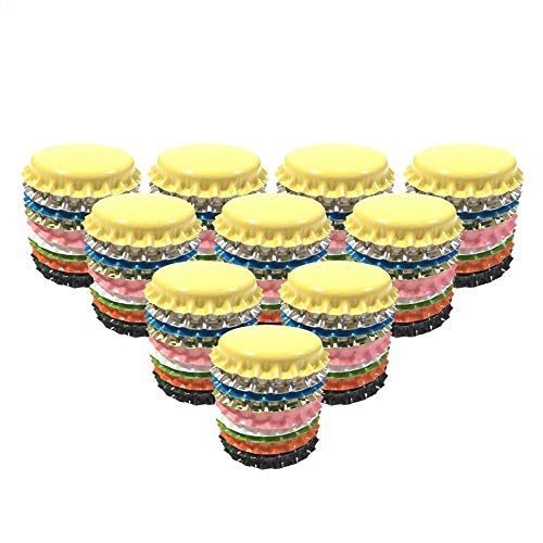 RUTICH HAWORTHS 100 PCS Crown Bottle CaPs Decorative Bottle Cap Double Sideds Printed Craft Bottle Stickers for Hair Bows, DIY Pendants or Craft ScraPbooks Mixed Colors(10colors)… - Image 1