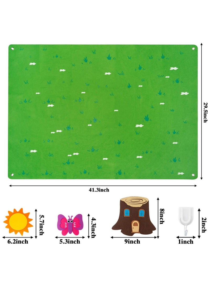 YelaJoy Insect Teaching Felt Board Story Set, 45Pcs Preschool Bug Animals, Caterpillar, Bee, Butterfly, Dragonfly, Storytelling Flannel Early Learning Play Kit, Wall Hanging Gift for Toddlers, 3.5 Ft (Green)  - Image 4