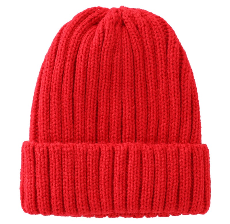 Connectyle Womens Knit Beanie Hat Acrylic Cuffed Beanies Stretch Ribbed Warm Skull Ski Hats Caps Red - Image 2