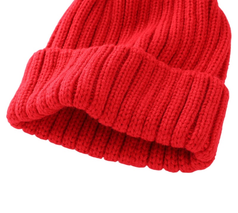 Connectyle Womens Knit Beanie Hat Acrylic Cuffed Beanies Stretch Ribbed Warm Skull Ski Hats Caps Red - Image 3