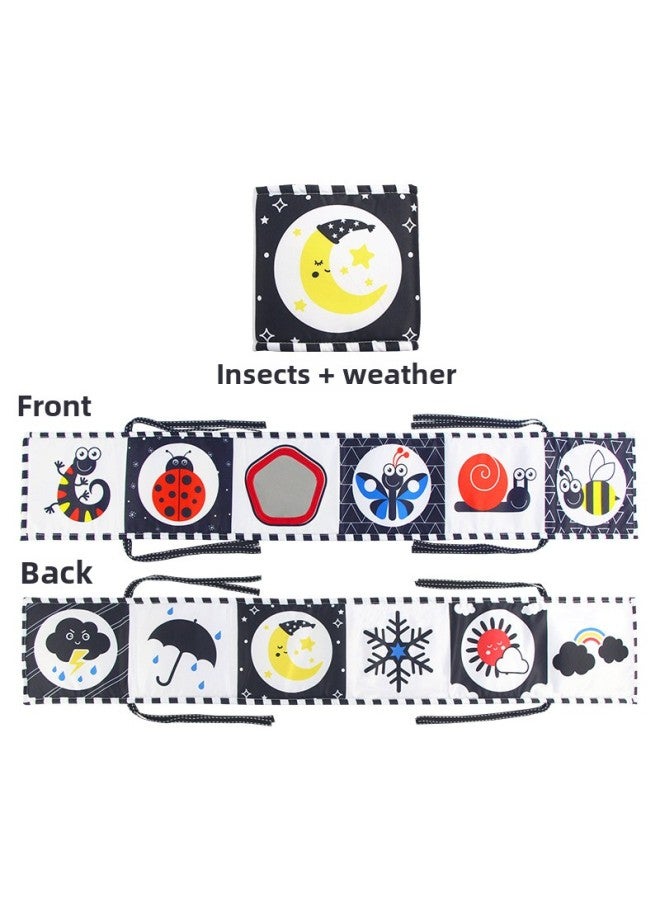 Export Children's Educational Early Education Toys Infant Black And White Color Bed Walls Ha-ha Mirror Cloth Book Bed Walls Toys-Color:Black And White (insect Style) 5950-2 Opp Bag  - Image 1