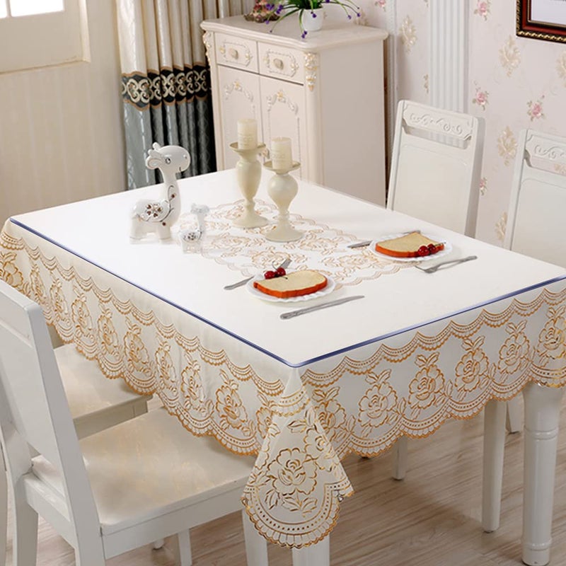 SPLENDEFUL Rectangular 14x20 Inches Waterproof Clear PVC Writing Computer Desk Mat Crytal PVC Table Cover Pads Plastic Table Protector for Coffee Table Dresser TV End Sofa Table Protector Non-Slip Easy Clean  - Image 4