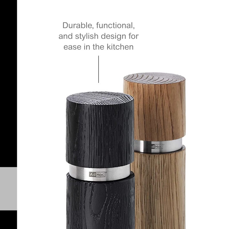 AdHoc Textura Pepper and Salt Mill Set - Salt & Pepper Mill for Seasoning - Handy Grinder with Ceramic Grinding Mechanism - Adjustable Grinder for Cooking - Image 4