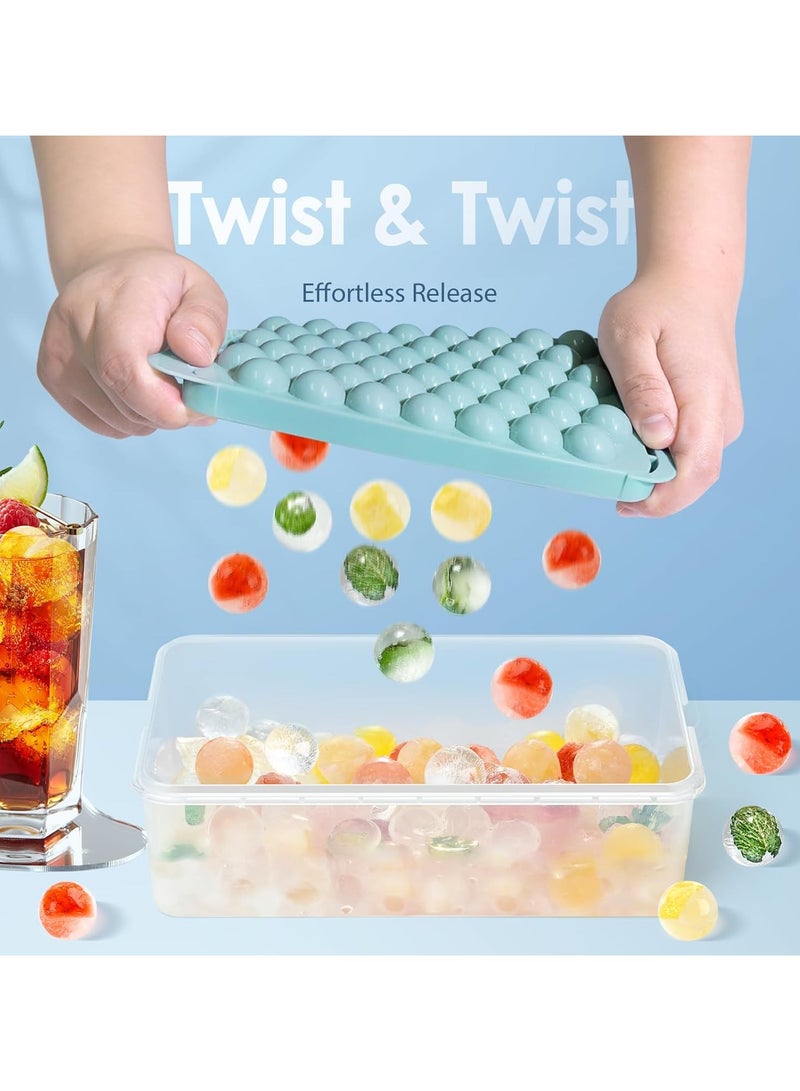 Mmmon Ice Cube Tray with Lid and Bin -Round lce Trays for Freezer with Lid - lce CubeTrays for Freezer with lce Container(Blue)  - Image 2