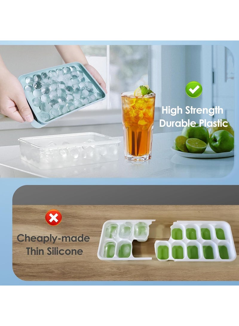 Mmmon Ice Cube Tray with Lid and Bin -Round lce Trays for Freezer with Lid - lce CubeTrays for Freezer with lce Container(Blue)  - Image 5