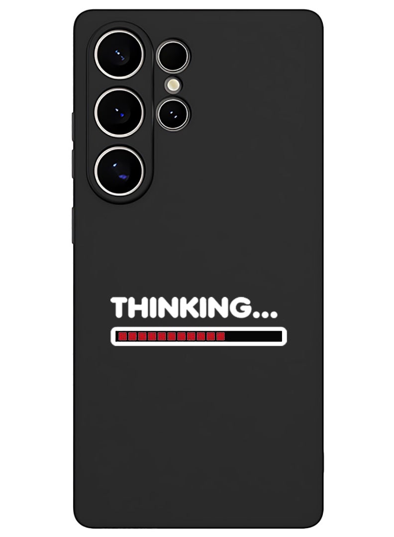 Theodor Protective Slim Fit Case Liquid Silicone Cover with Full Body Protection Anti-Scratch Shockproof Case For Samsung Galaxy S25 Ultra (Black) - Thinking - White - Image 1