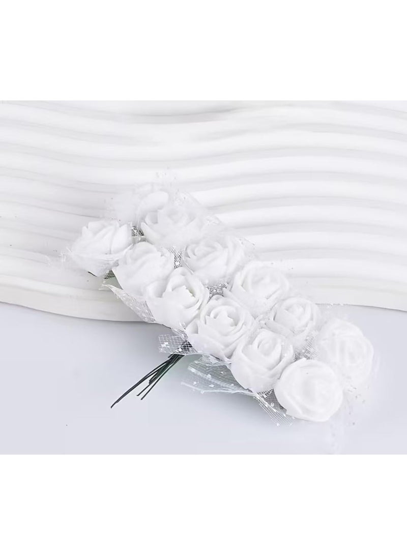 Artificial Flowers Fake Flowers Realistic Touch Romantic Flowers for Wedding Birthday Party Table Decoration (12 Pieces) White - Image 1
