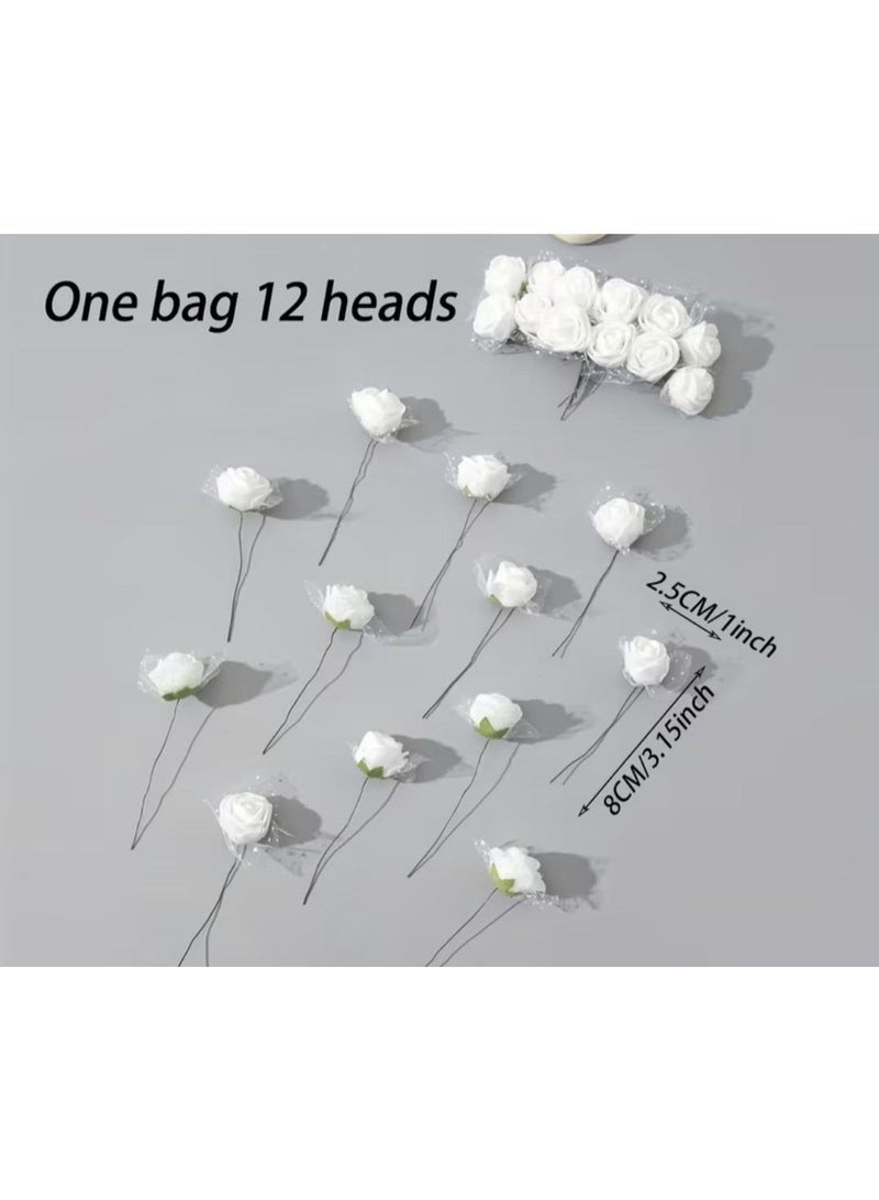 Artificial Flowers Fake Flowers Realistic Touch Romantic Flowers for Wedding Birthday Party Table Decoration (12 Pieces) White - Image 3