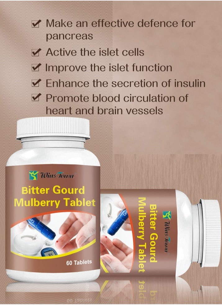 Wins Town - Bitter Gourd Mulberry Tablet, Safe And Effective Cardiovascular Health Support Tablets, Bitter Melon And Mulberry Leaf Dietary Supplement For The Middle Aged And Elderly People - Image 1
