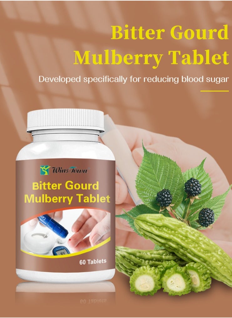 Wins Town - Bitter Gourd Mulberry Tablet, Safe And Effective Cardiovascular Health Support Tablets, Bitter Melon And Mulberry Leaf Dietary Supplement For The Middle Aged And Elderly People - Image 1