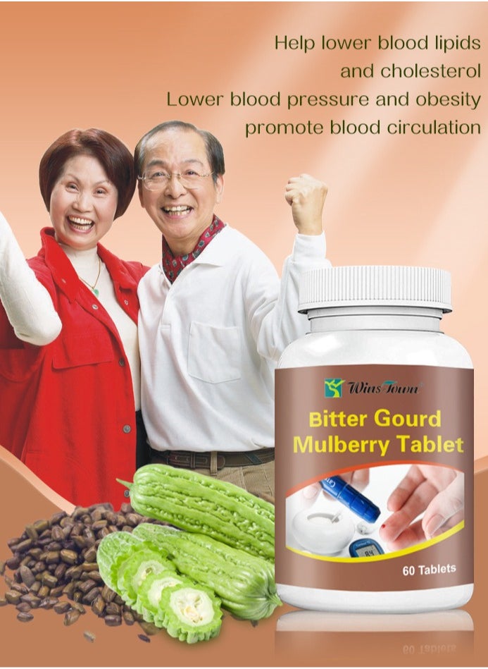 Wins Town - Bitter Gourd Mulberry Tablet, Safe And Effective Cardiovascular Health Support Tablets, Bitter Melon And Mulberry Leaf Dietary Supplement For The Middle Aged And Elderly People - Image 1