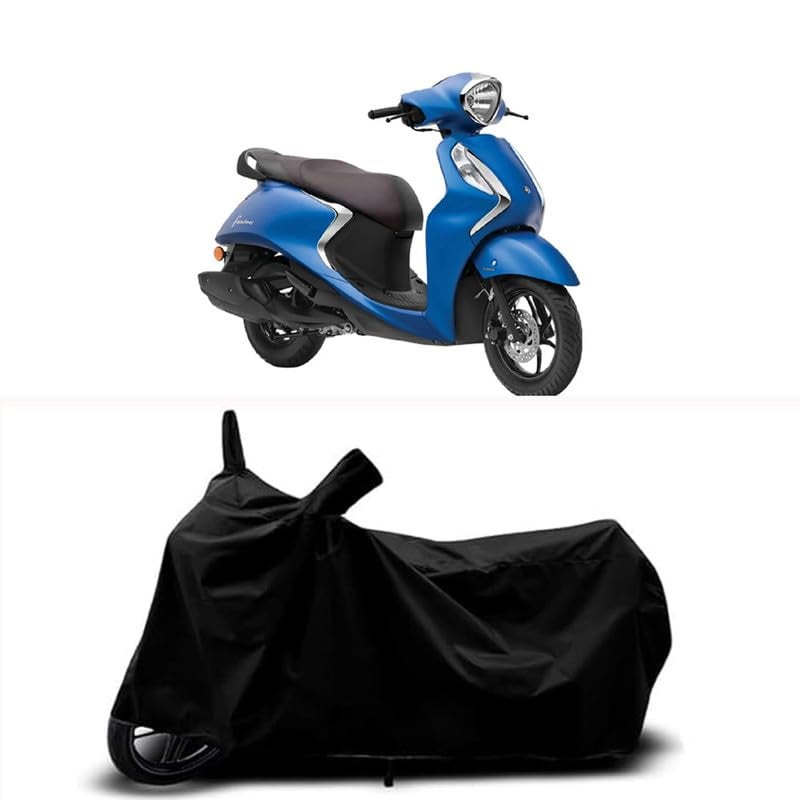 RABABLI Bike Body Cover Compatible with Yamaha Fascino 125 BS6 with All Variants Scratch-Proof, Buckle Belt – Rain, UV & Dust Resistant Windproof & All-Weather Shield (Black Color) - Image 1