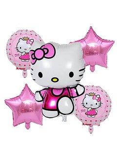 Brain Giggles Brain Giggles 5 Pcs Foil Balloons Set For Hello Kitty Theme Birthday Decorations 