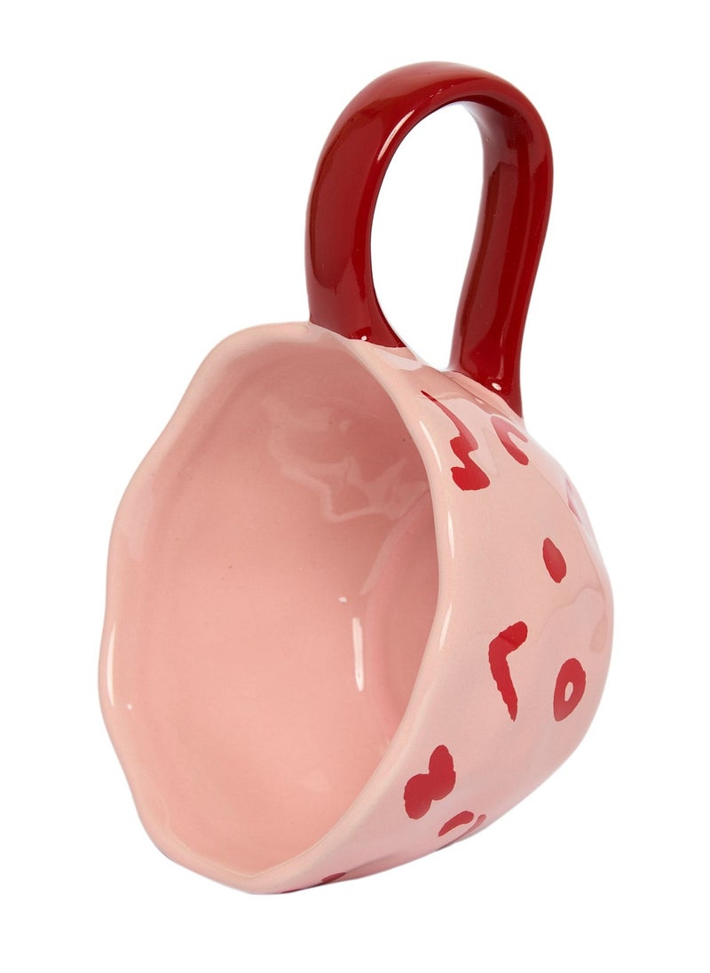 Prickly Pear Artsy Abstract Ceramic Mug, Pink & Red  - Image 2