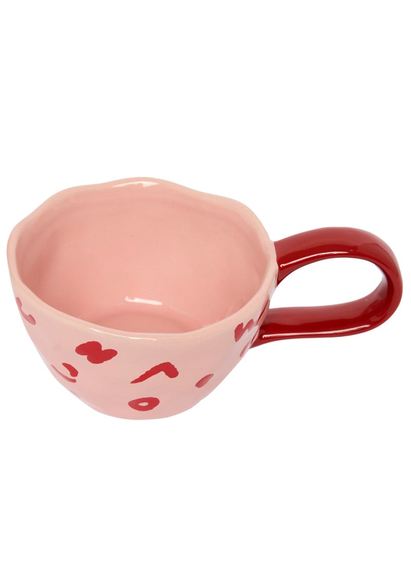Prickly Pear Artsy Abstract Ceramic Mug, Pink & Red  - Image 3