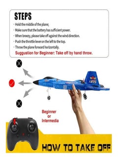 Generic F-22 Raptor Remote Control Airplane, 2.4GHz 6-Axis Gyro with Light Bar, Fighter Airplane Gift for Kids (Blue)  - Image 3