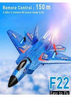 Generic F-22 Raptor Remote Control Airplane, 2.4GHz 6-Axis Gyro with Light Bar, Fighter Airplane Gift for Kids (Blue)  - Image 5