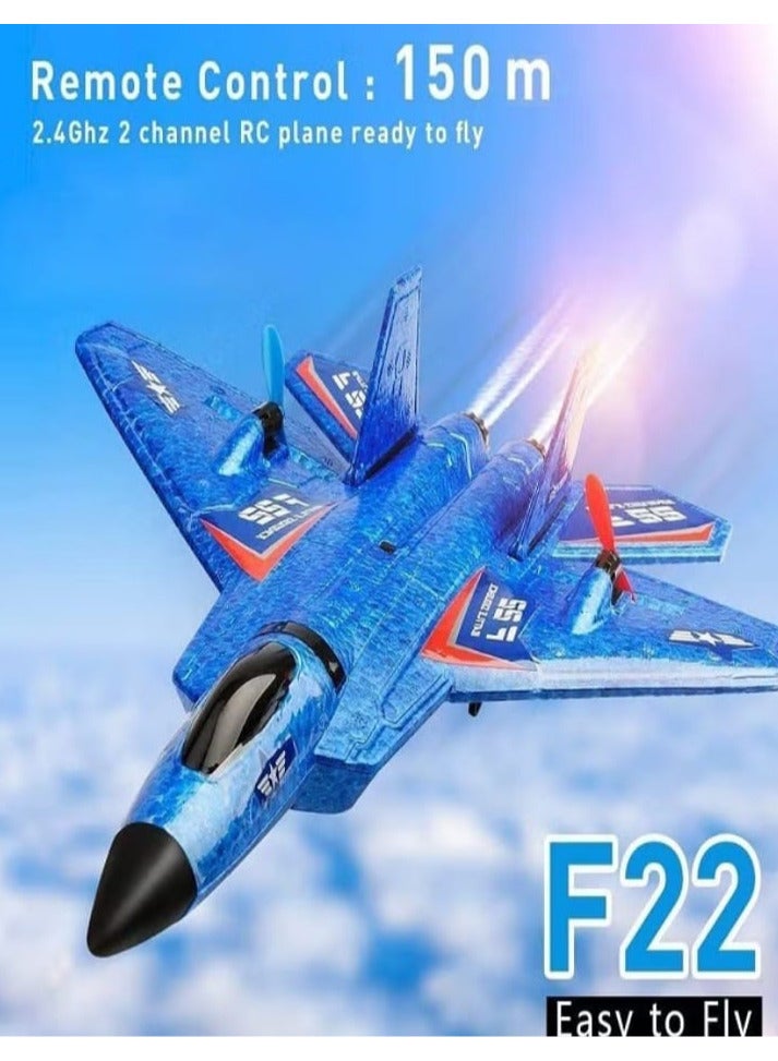 F-22 Raptor Remote Control Airplane, 2.4GHz 6-Axis Gyro with Light Bar, Fighter Airplane Gift for Kids (Blue)  - Image 5