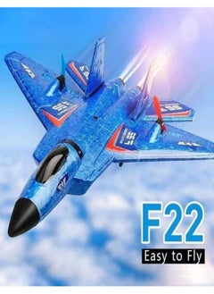 Generic F-22 Raptor Remote Control Airplane, 2.4GHz 6-Axis Gyro with Light Bar, Fighter Airplane Gift for Kids (Blue)  - Image 1
