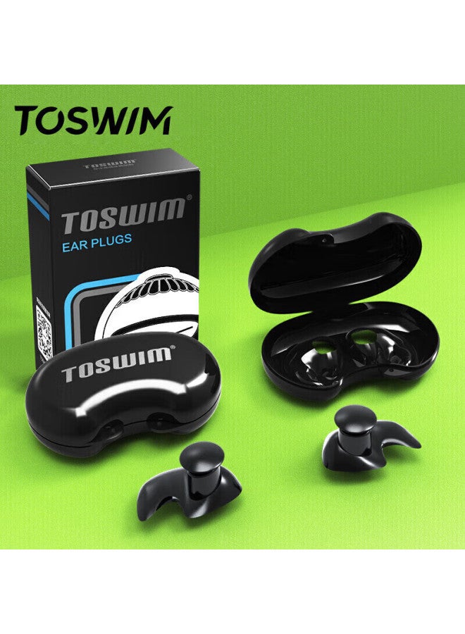Toswim Professional Swimming Earplugs, Soft And Comfortable, Medium Waterproof, Essential For Ois Externa, Bathing Accessory, Swimming Equipment, Ink Fish Black - Image 1