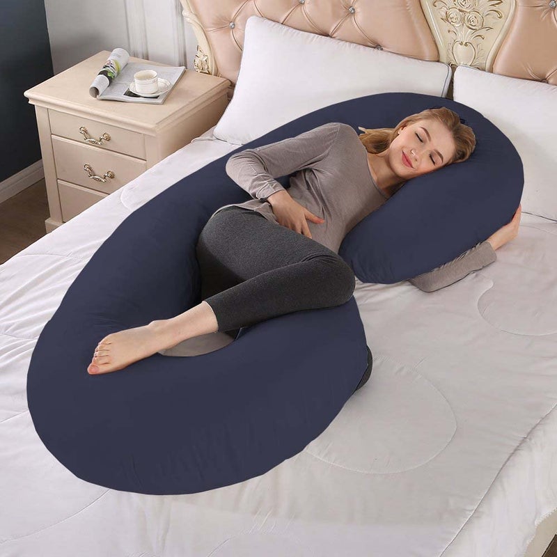 Texlux Pregnancy Pillows for Sleeping, C Shaped Maternity Pillow Cuddle Pillow, 54 inch Full Body Pillow Long C Pillows for Sleeping, Maternity & Body Pillows for Adults with Cover - Image 3