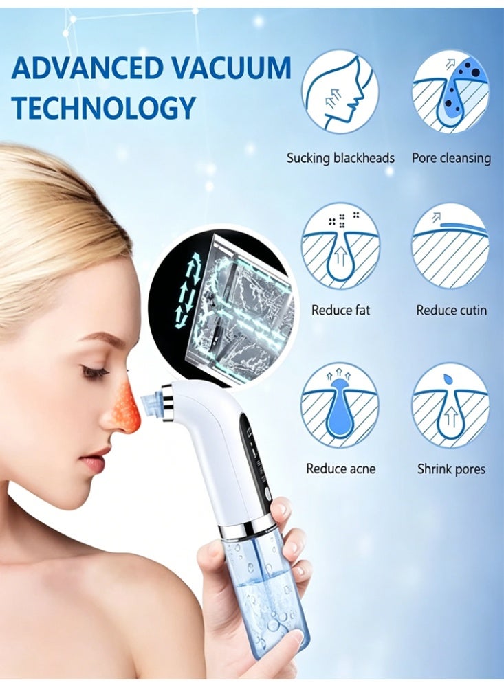 Halamine Electric Pore Vacuum Blackhead Remover Kit, 3 Suction Modes 6 Probes USB Rechargeable Facial Cleanser, Professional Skin Pore Extractor Tool for Removing Acne Grease Pore Dirt - Image 3