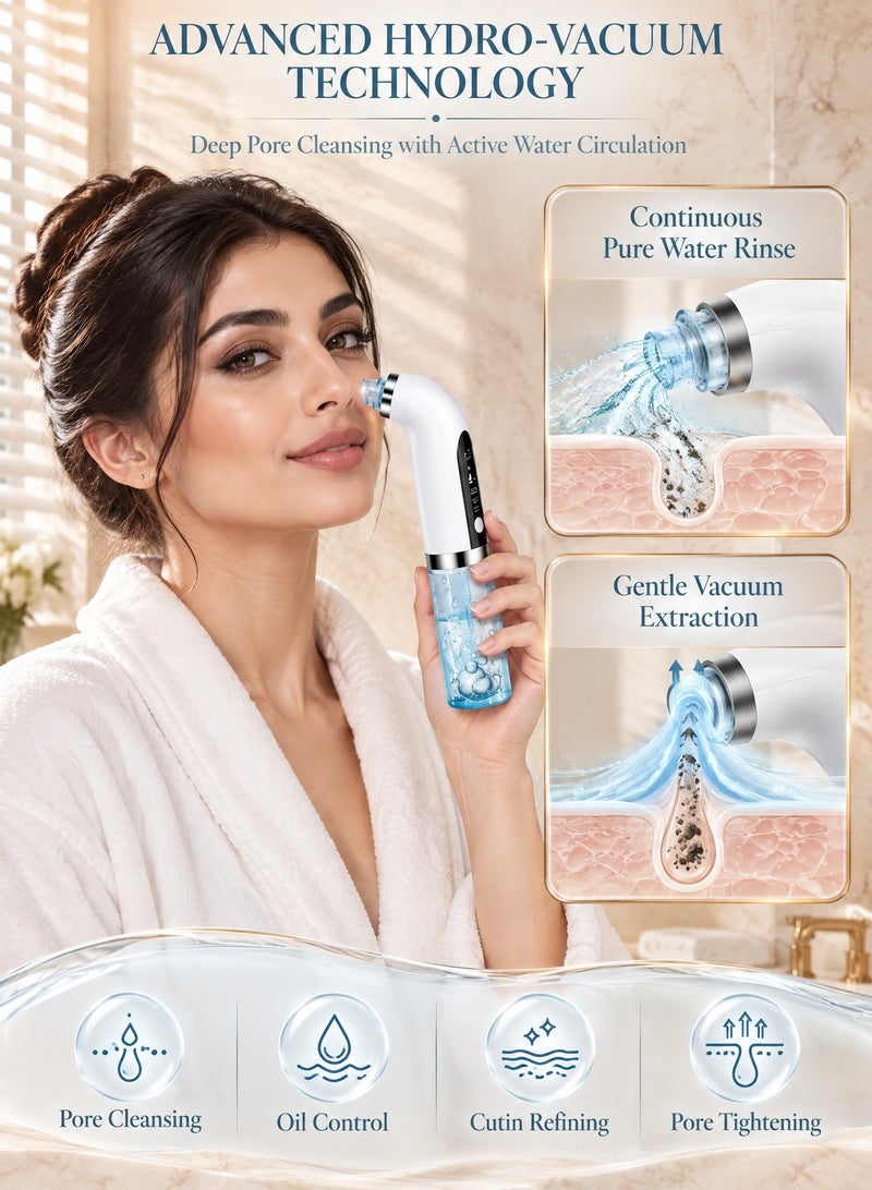 Halamine Electric Pore Vacuum Blackhead Remover Kit, 3 Suction Modes 6 Probes USB Rechargeable Facial Cleanser, Professional Skin Pore Extractor Tool for Removing Acne Grease Pore Dirt - Image 1