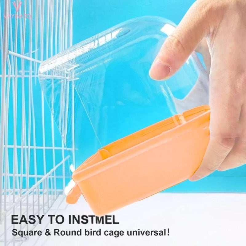 VAYINATO حوض استحمام شفاف للطيور مع منصة قائمة لقفص الطيور صندوق استحمام للطيور الصغيرة (لون عشوائي) مادة PC شفافة | صندوق استحمام سهل التركيب مع حقنة ماء - Image 3