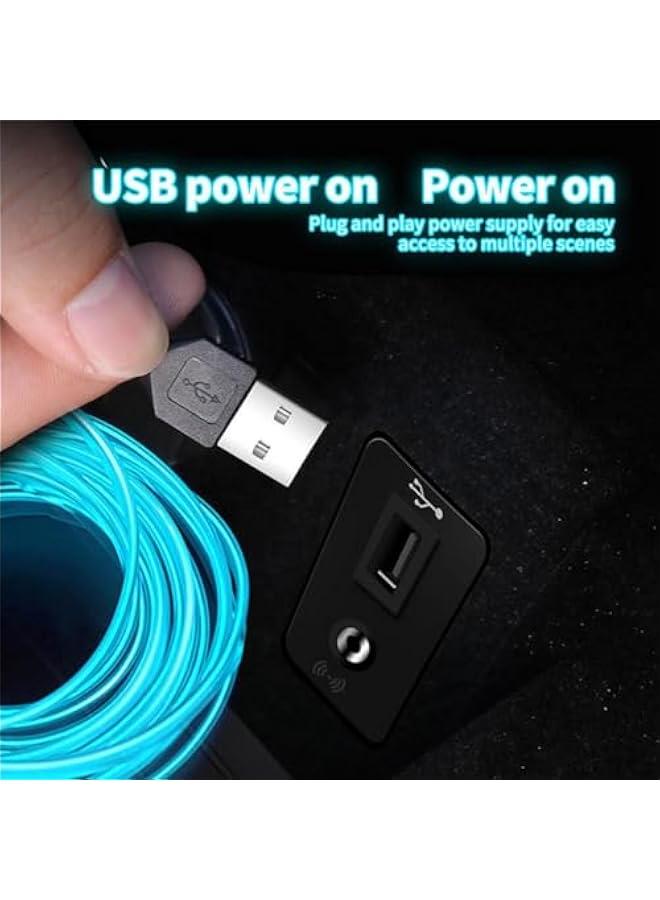 أضواء داخلية للسيارة، شريط إضاءة LED نيون للسيارة بمنفذ USB، مجموعة إضاءة محيطية نيون بتيار مستمر 12 فولت بطول 2 متر/6.56 قدم لإضاءة قيادة آمنة للسيارة، ملحقات تزيين السيارات - Image 5