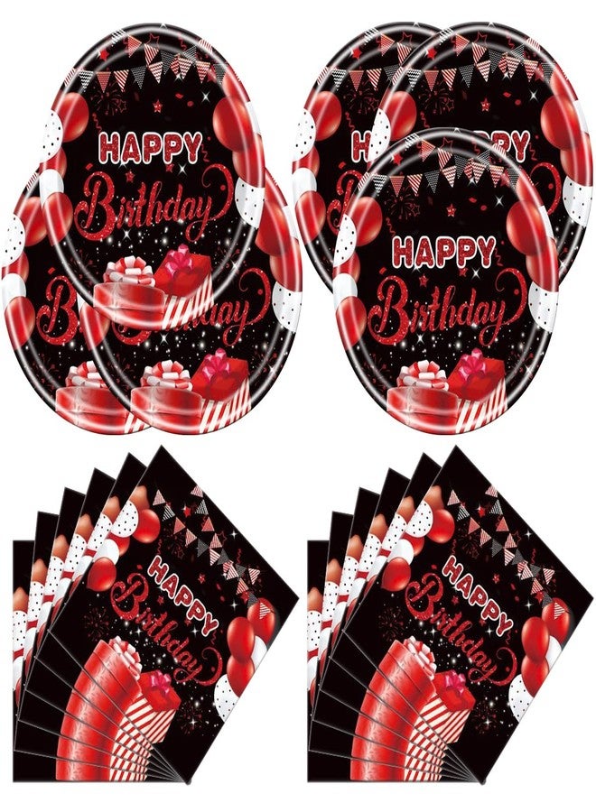 OULUN Red and Black Birthday Party Tableware Supplies Set, Red Birthday Party Confetti Sprinkles Theme Party Decorations 40PCS - Image 1