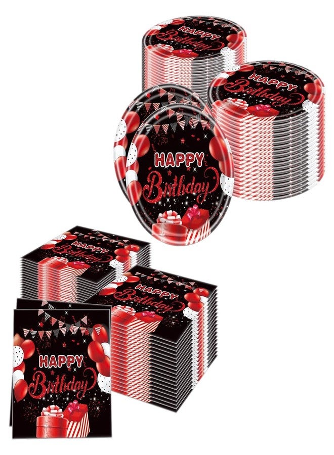 OULUN Red and Black Birthday Party Tableware Supplies Set, Red Birthday Party Confetti Sprinkles Theme Party Decorations 40PCS - Image 3