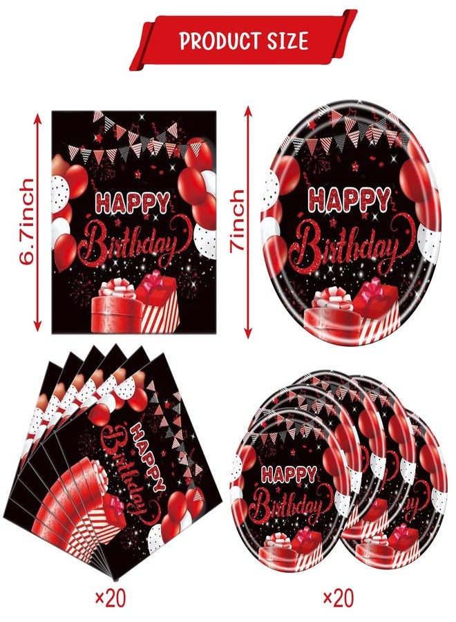 OULUN Red and Black Birthday Party Tableware Supplies Set, Red Birthday Party Confetti Sprinkles Theme Party Decorations 40PCS - Image 2