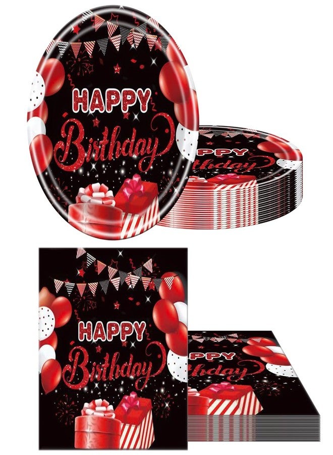 OULUN Red and Black Birthday Party Tableware Supplies Set, Red Birthday Party Confetti Sprinkles Theme Party Decorations 40PCS - Image 4