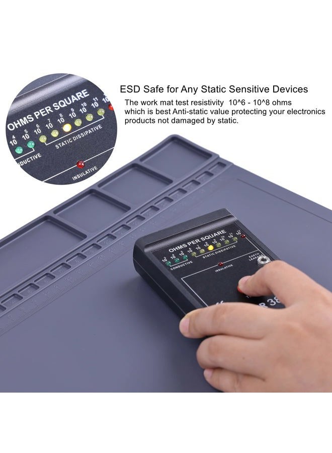 HPFIX Anti-Static Mat ESD Safe for Electronic Silicone Soldering Heat Insulation Repair Mat for iPhone iPad iMac Laptop Computer 932F Heat Resistant 15.9” x 12” Grey (Contain Gift ESD Wristband) - Image 2