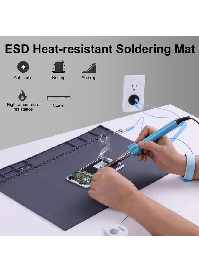 HPFIX Anti-Static Mat ESD Safe for Electronic Silicone Soldering Heat Insulation Repair Mat for iPhone iPad iMac Laptop Computer 932F Heat Resistant 15.9” x 12” Grey (Contain Gift ESD Wristband) - Image 5