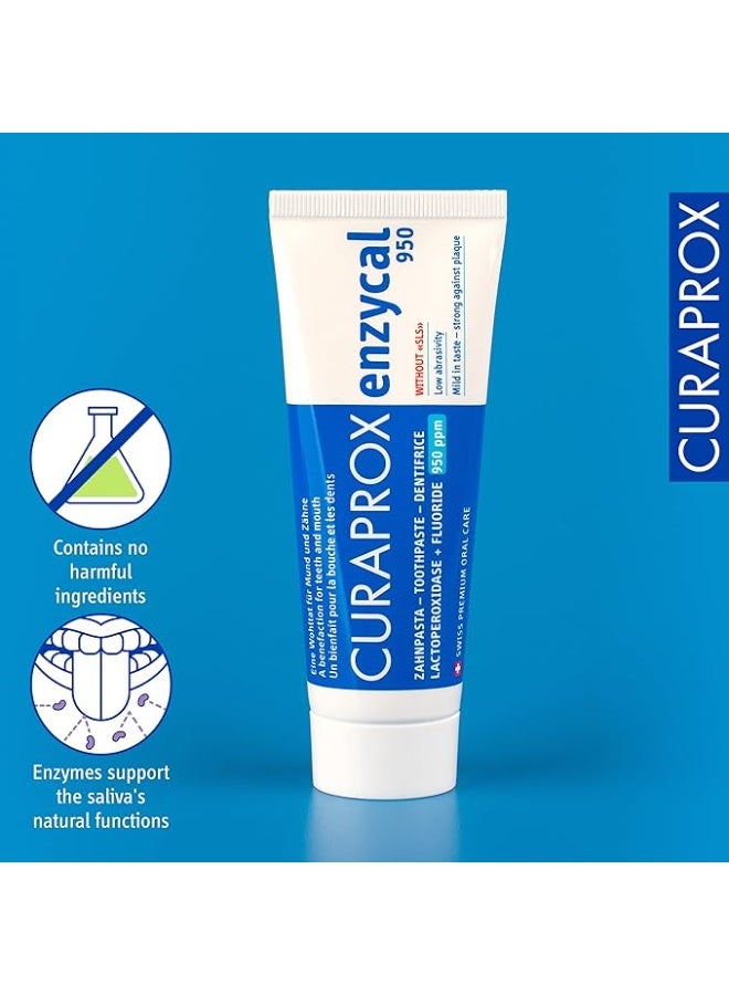 Curaprox Enzycal 950 Toothpaste – Gentle Daily Protection – 75ml - Image 3