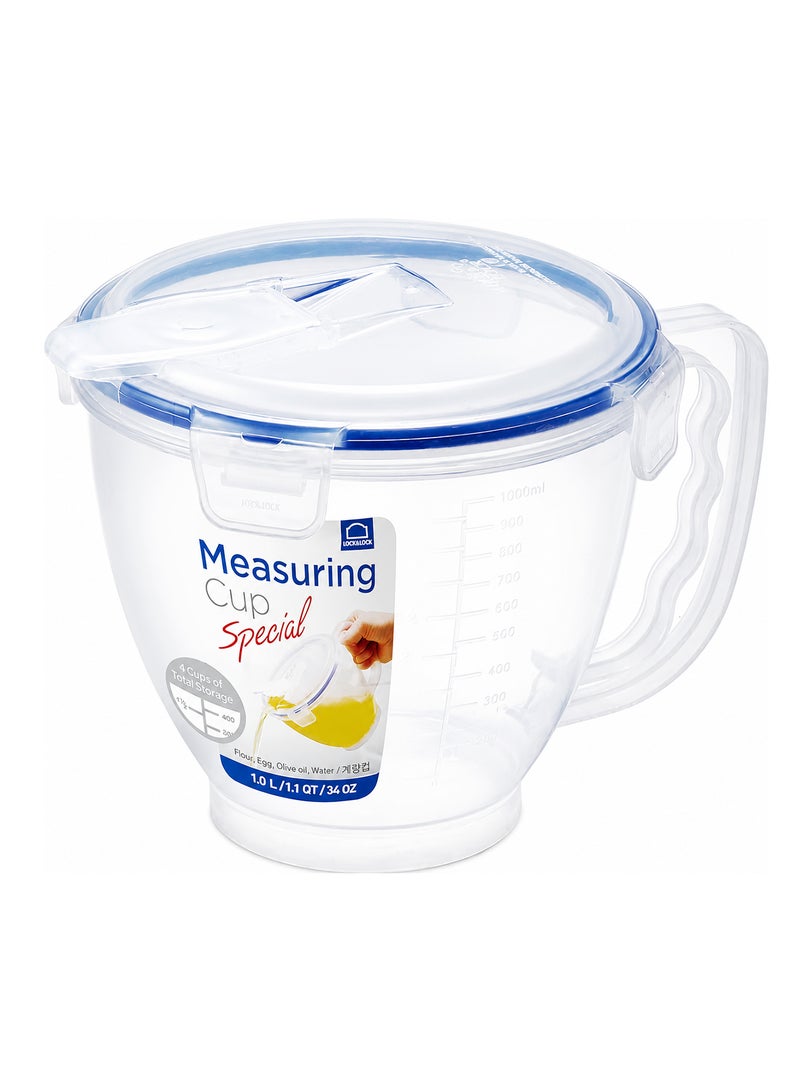 LocknLock Measuring Cup with Lid 1L , BPA-Free Airtight Leakproof Lid Mixing Cup with Clear Measurement Markings for Baking, Cooking, Mixing & Food Storage