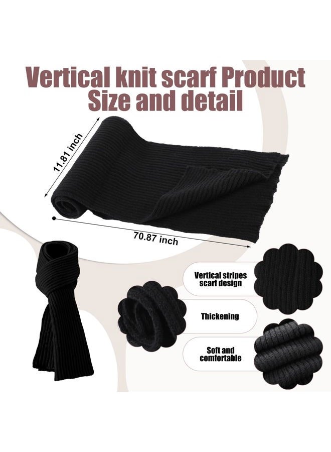 ShinyMatch 12 Pcs Winter Hat Gloves Scarf Set Women Beanie Pompom Fleece Lined Hat Touch Screen Gloves Knitted Scarf Earmuffs(Black, Beige, White,Satin Vertical Stripes Style) - Image 4
