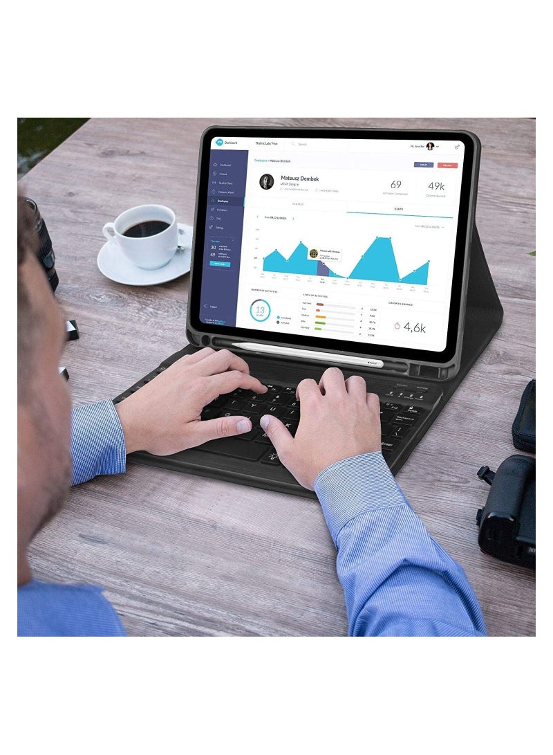 Keyboard Case for iPad Air 4th Generation 10.9 2020 with Pencil Holder,PU Leather Auto Wake/Sleep Smart Cover with BT Detachable Keyboard - Image 4